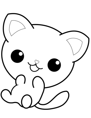 Kawaii Kitty Coloring Page